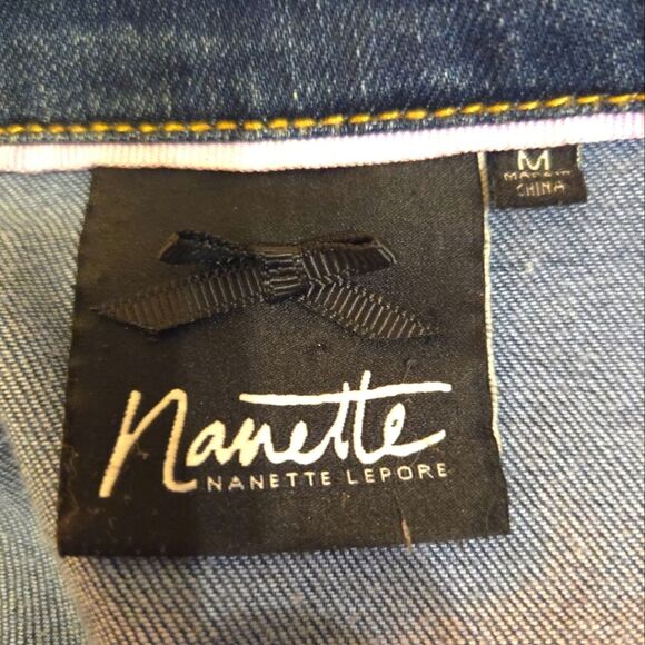 Nanette Lepore Embroidered Floral Denim Jacket Size M Cottage Costal Coquette - Picture 6 of 13